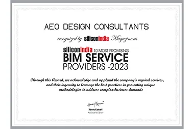 Recognition AEO Design Consultants got nominated among Top 10 Most Promising BIM Services Providers in India by Silicon India.