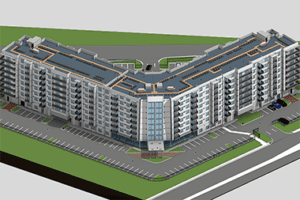 Metropolitan Coral, 3D modeling in Revit Architecture, showcasing the process of creating detailed building designs and architectural elements within a BIM environment