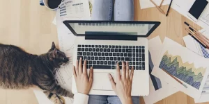 Graphic showing a mix of remote work and digital collaboration in the AEC industry using BIM tools